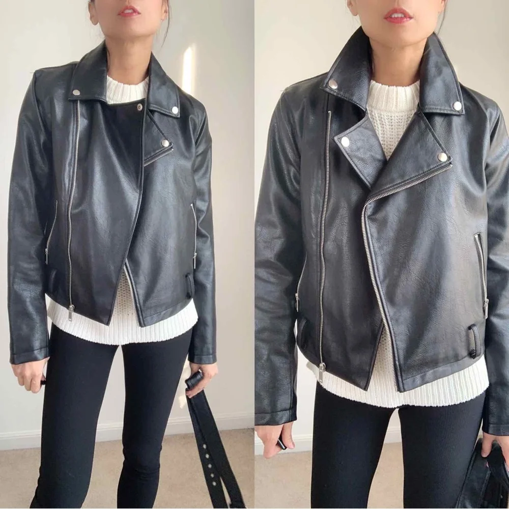 FAUX LEATHER BELTED MOTO JACKET - Picture 2 of 3